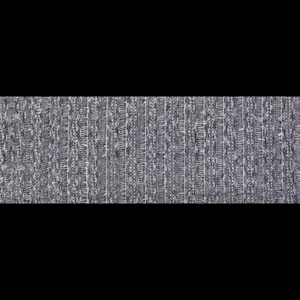 Black, White and Metallic Silver Fringe Lace Full