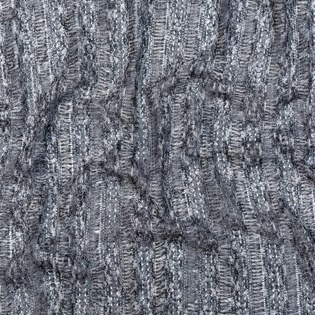 Black, White and Metallic Silver Fringe Lace