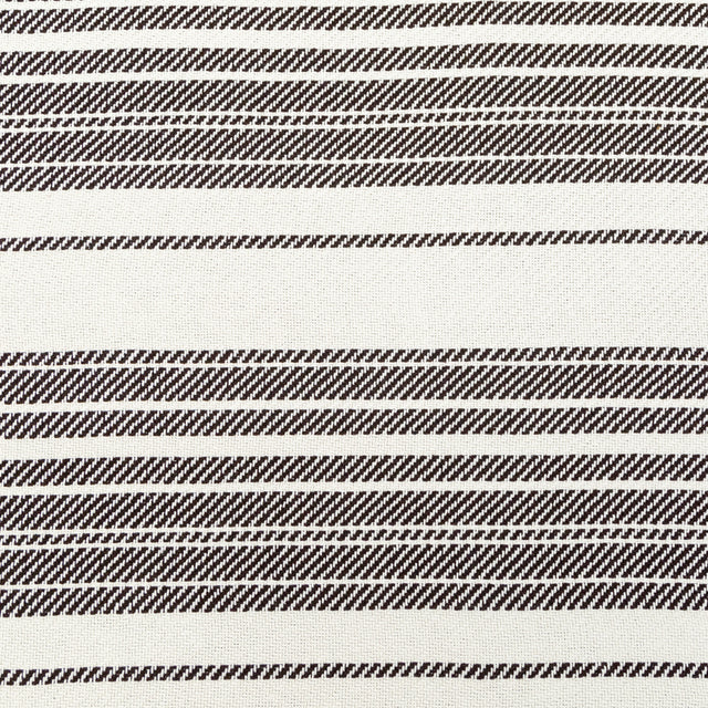 Off-White and Dark Brown Striped Loosely Woven Cotton Twill