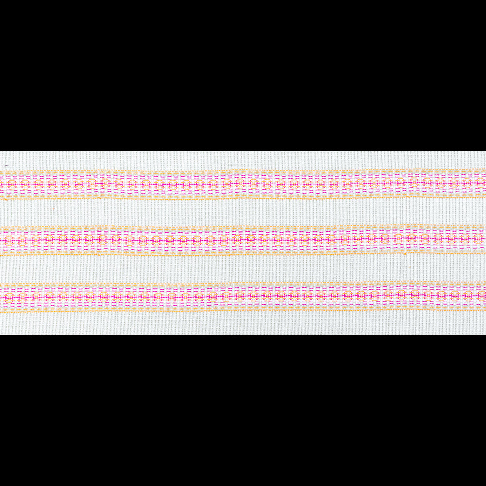 Magenta, Orange and Beige Awning Striped Cotton Tweed Full