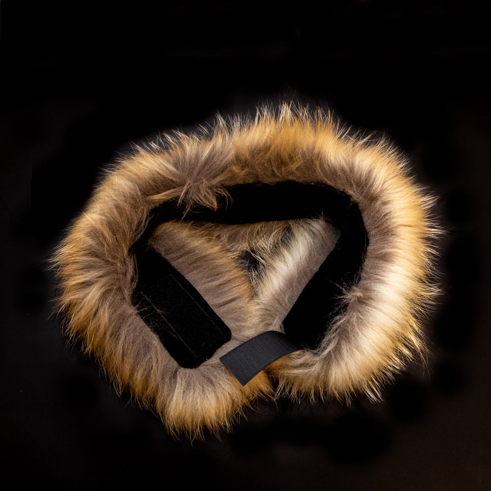 Natural Finn Racoon Fox Fur Headband or Scarf with VELCRO&reg; Closure Folded