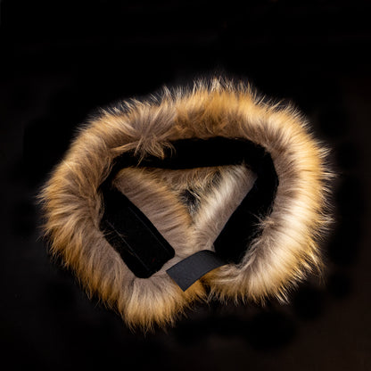 Natural Finn Racoon Fox Fur Headband or Scarf with VELCRO&reg; Closure Folded