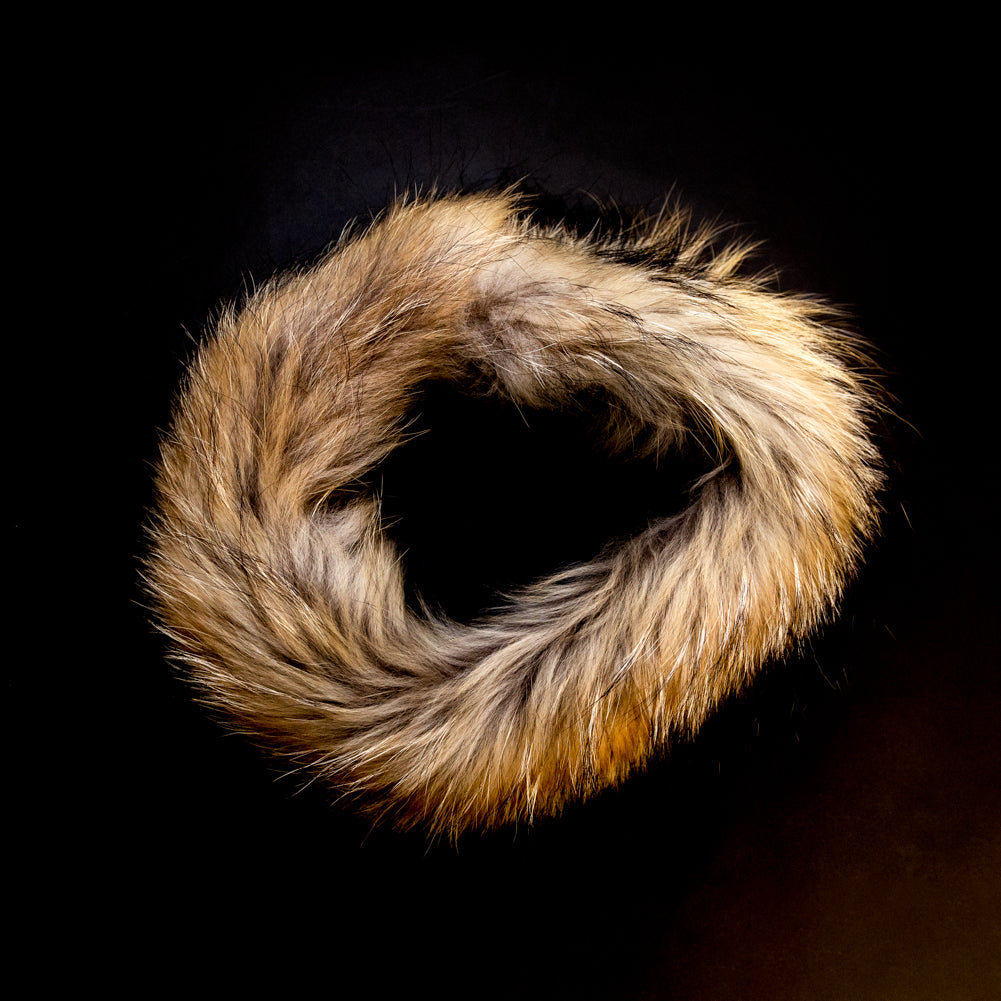 Natural Finn Racoon Fox Fur Headband or Scarf with VELCRO&reg; Closure Detail