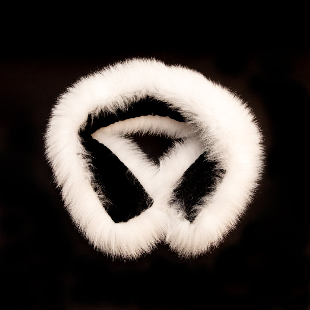White Fox Fur Headband or Scarf with VELCRO&reg; Closure Folded