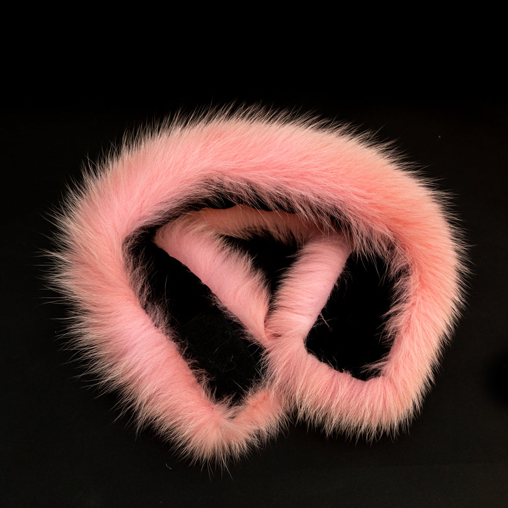 Pink Fox Fur Headband or Scarf with VELCRO&reg; Closure Folded