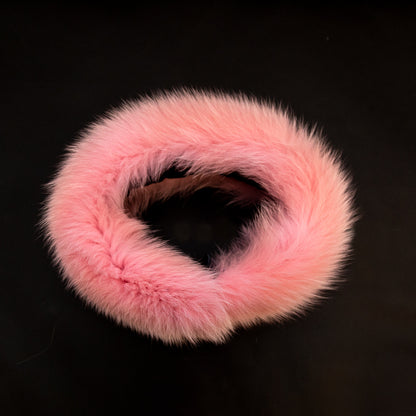 Pink Fox Fur Headband or Scarf with VELCRO&reg; Closure Detail