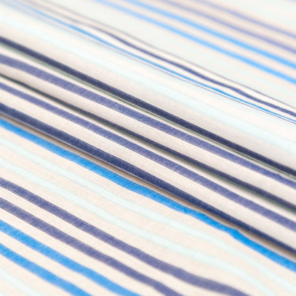 Cotton Voile - Navy, Cobalt and Baby Blue Stripes Folded
