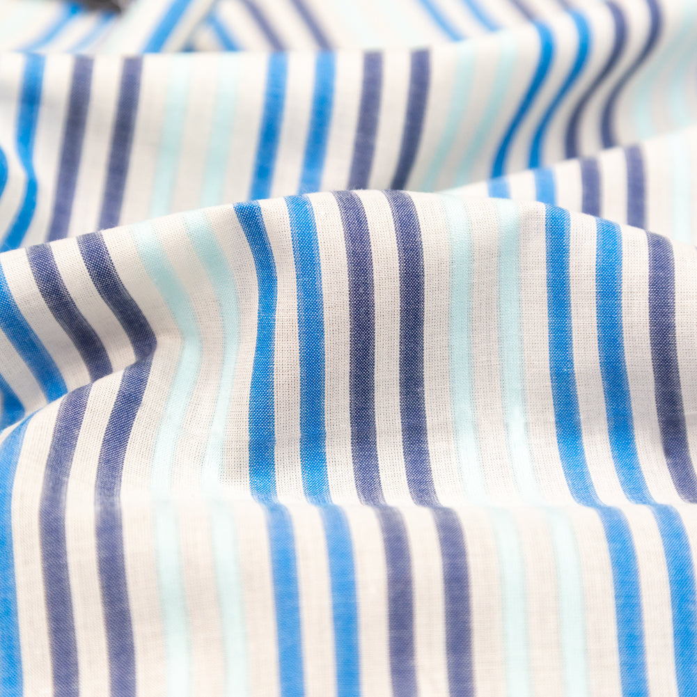 Cotton Voile - Navy, Cobalt and Baby Blue Stripes Detail