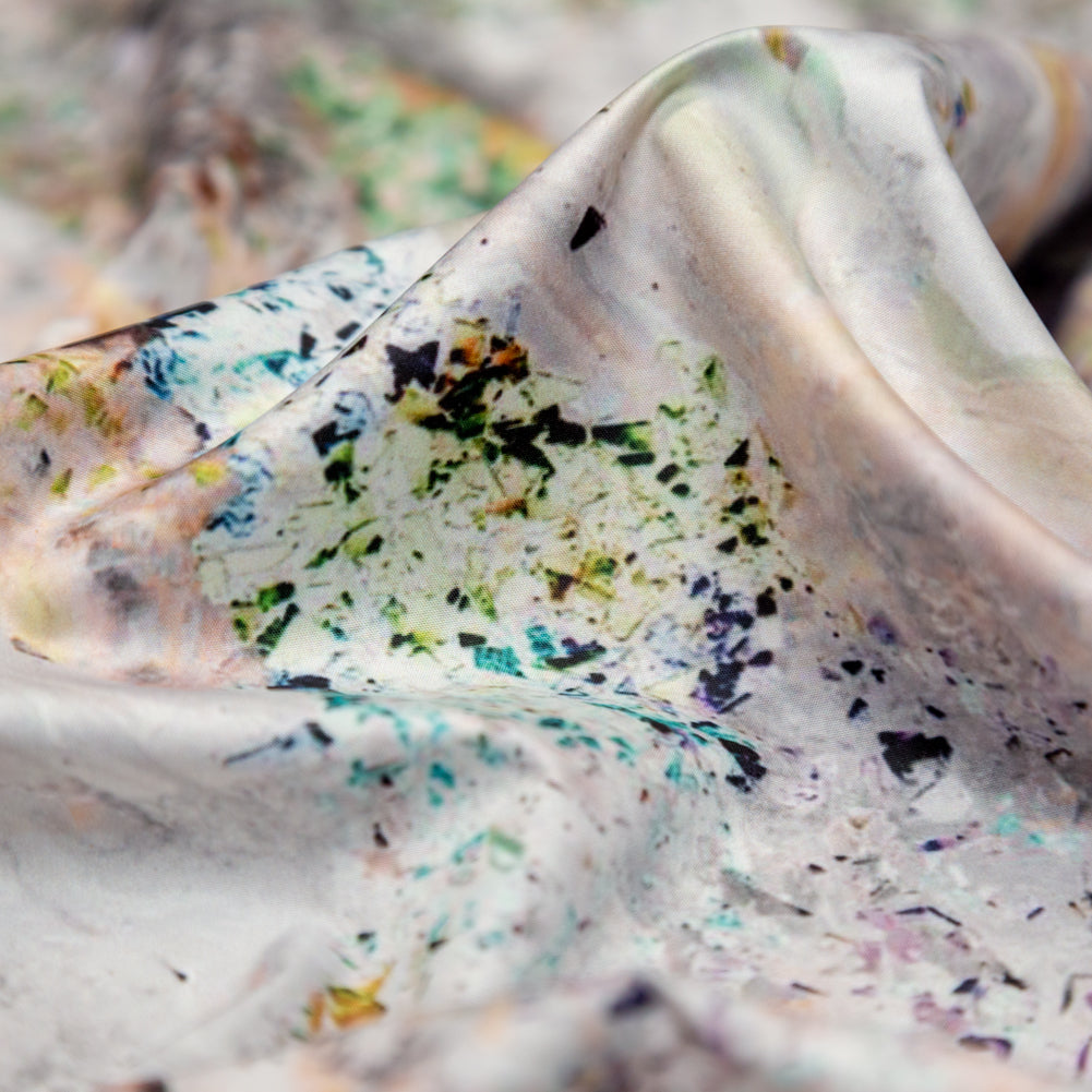 Italian Gray, Pastel Pink and Green Abstract Paper Taffeta Detail
