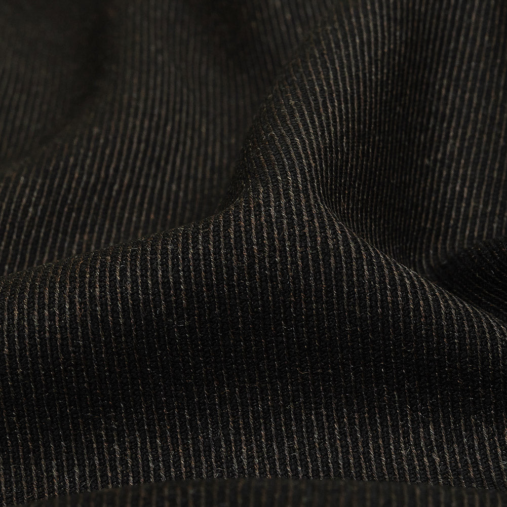 Italian Navy and Brown Heathered Stretch Wool Twill Suiting Detail