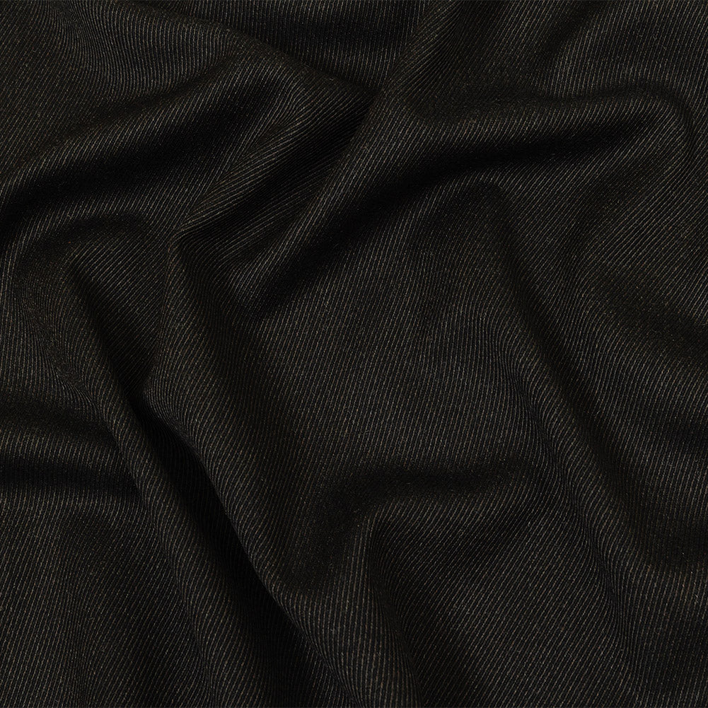 Italian Navy and Brown Heathered Stretch Wool Twill Suiting