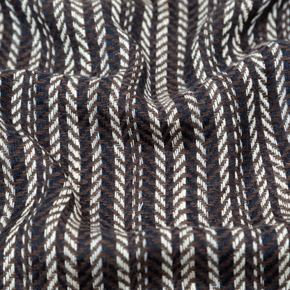 Brown Navy and White Striped Chevron Wool Woven Detail