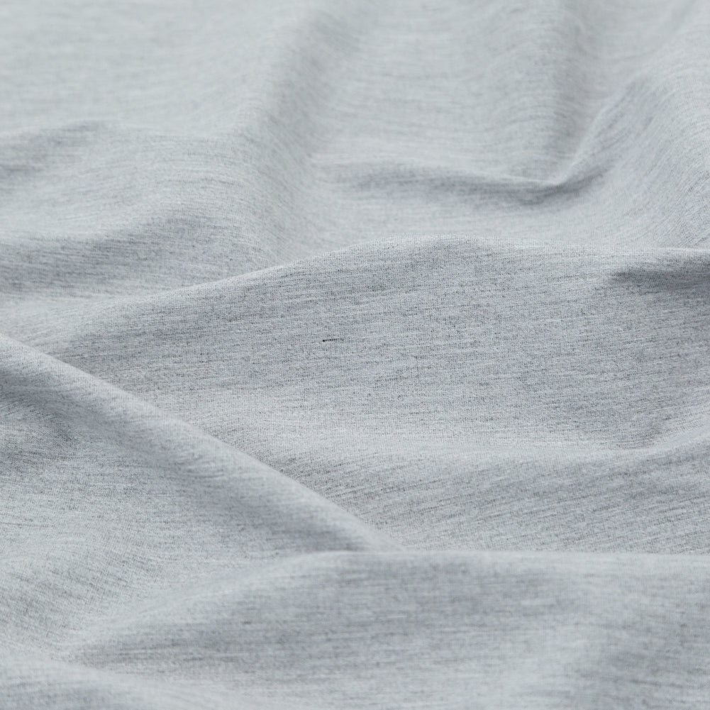 Italian Light Heathered Gray Stretch Starched Rayon Suiting Detail