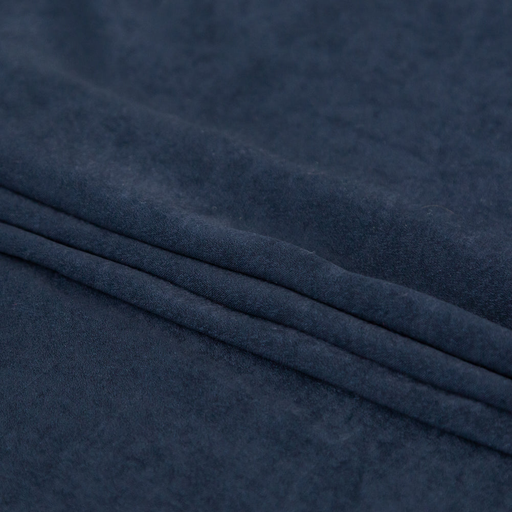 Italian Navy Hammered Polyester Charmeuse Folded