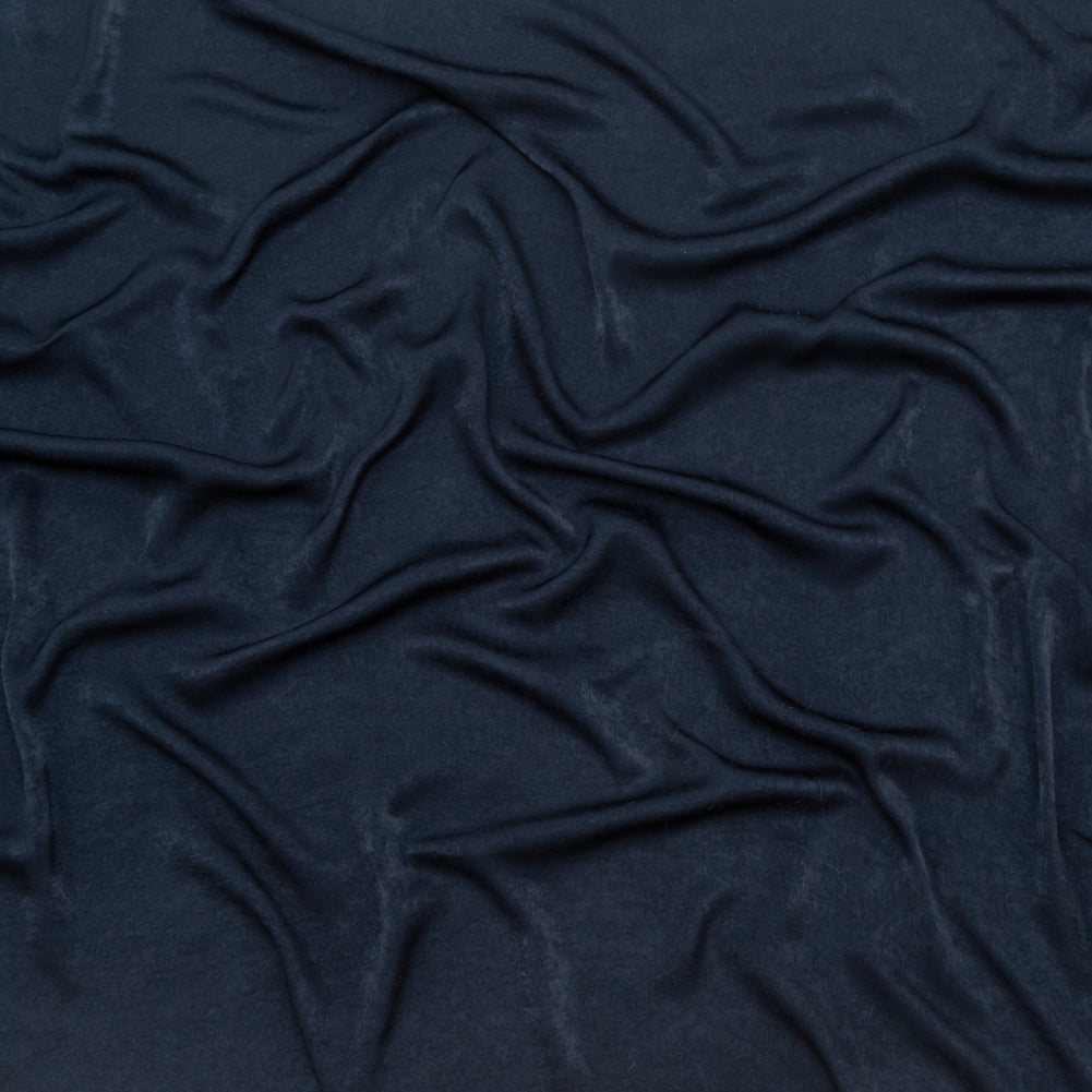 Italian Navy Hammered Polyester Charmeuse