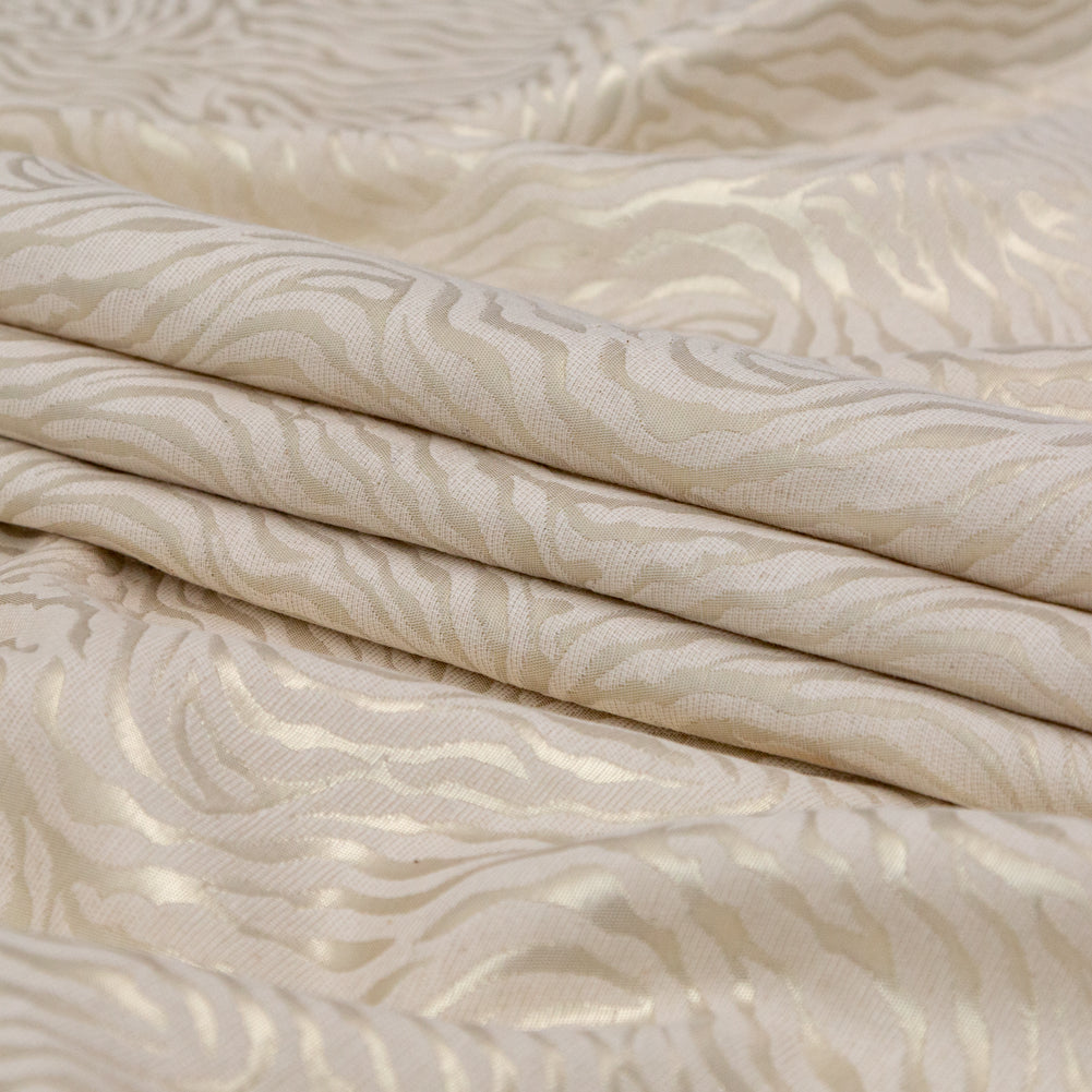 Metallic Whisper White Zebra Cotton Jacquard Folded