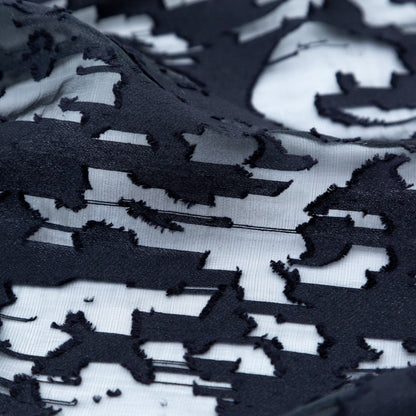 Shimmering Black Abstract Organza Burnout Detail