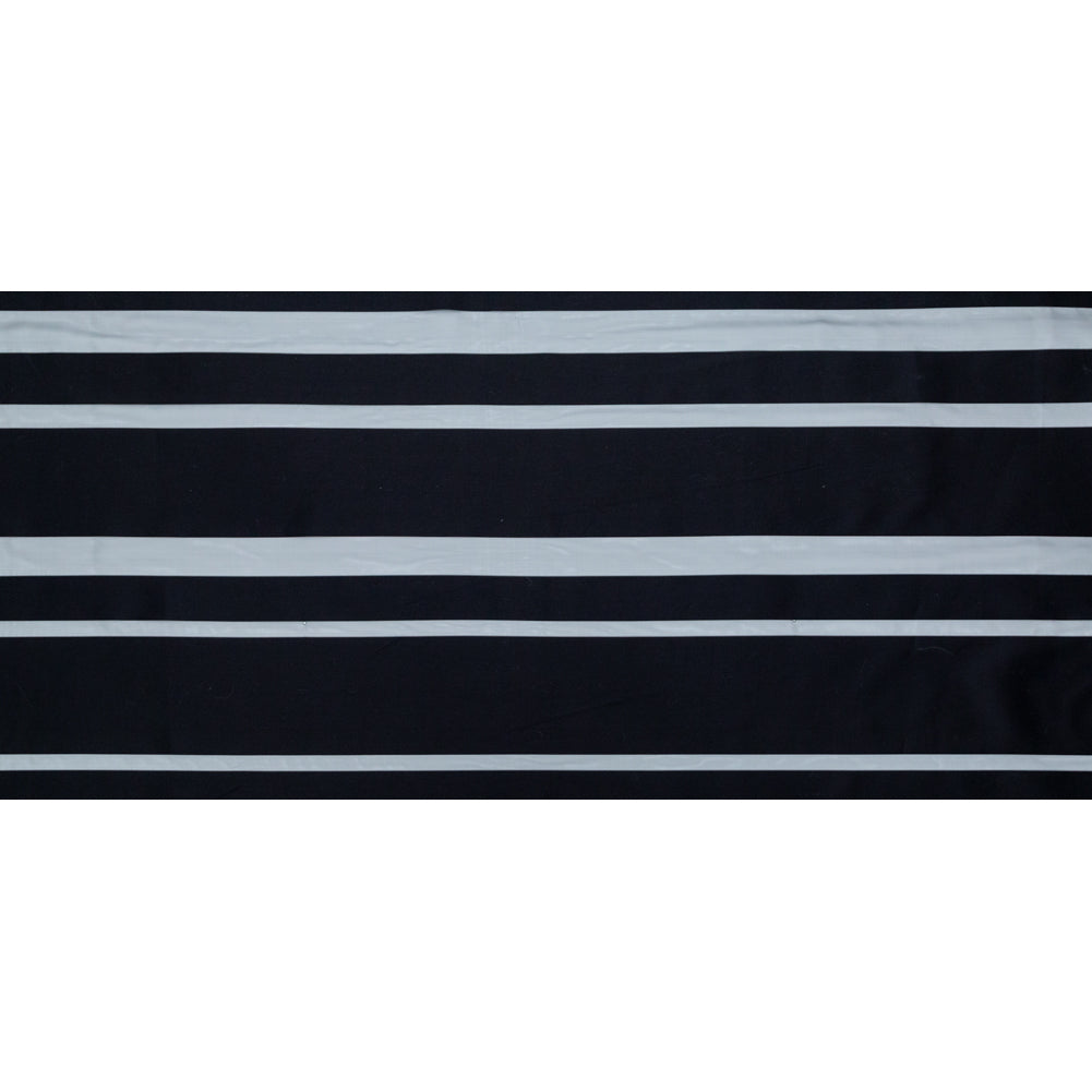 Italian Black Cotton Awning Striped Polyester Organza Full