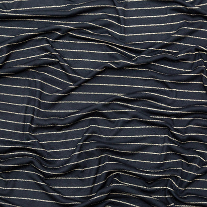 Black and Metallic Gold Striped Rib Knit