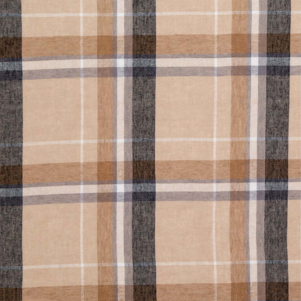 Beige Plaid Cotton Gauze