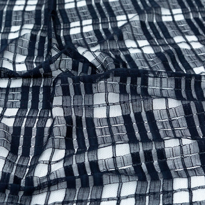 Midnight Navy Plaid Polyester Netting Detail