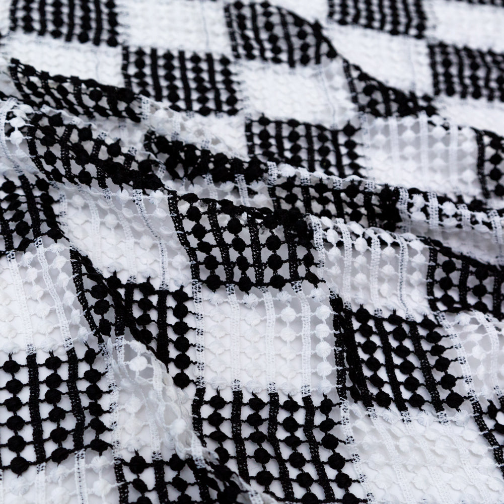 Black and White Checkered Guipure Lace Detail