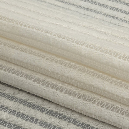 Snow White Embroidered Stripes Crinkled Chiffon Folded