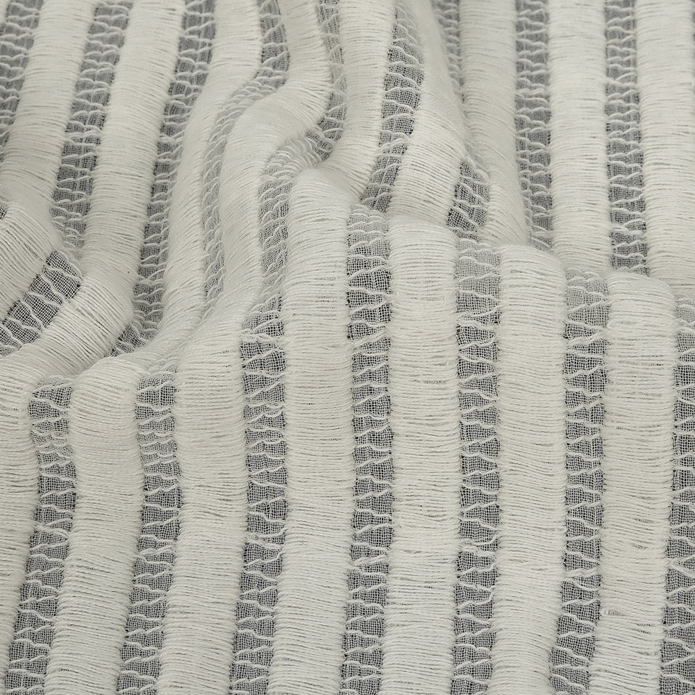 Snow White Embroidered Stripes Crinkled Chiffon Detail