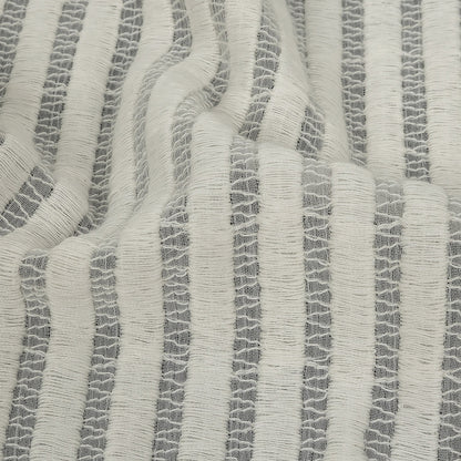 Snow White Embroidered Stripes Crinkled Chiffon Detail