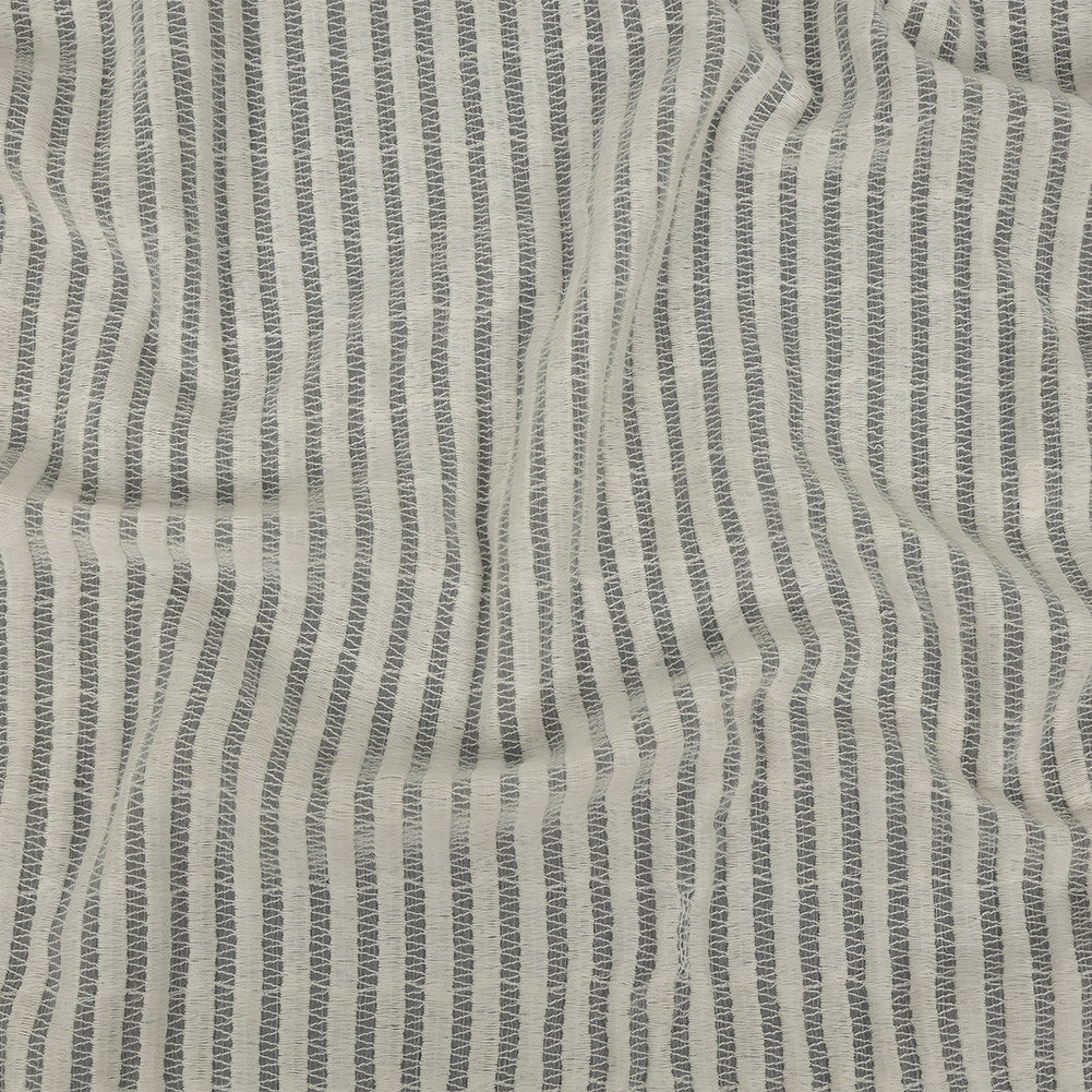 Snow White Embroidered Stripes Crinkled Chiffon