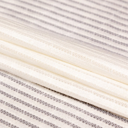 White Cotton Striped and Embroidered Crinkled Chiffon Folded