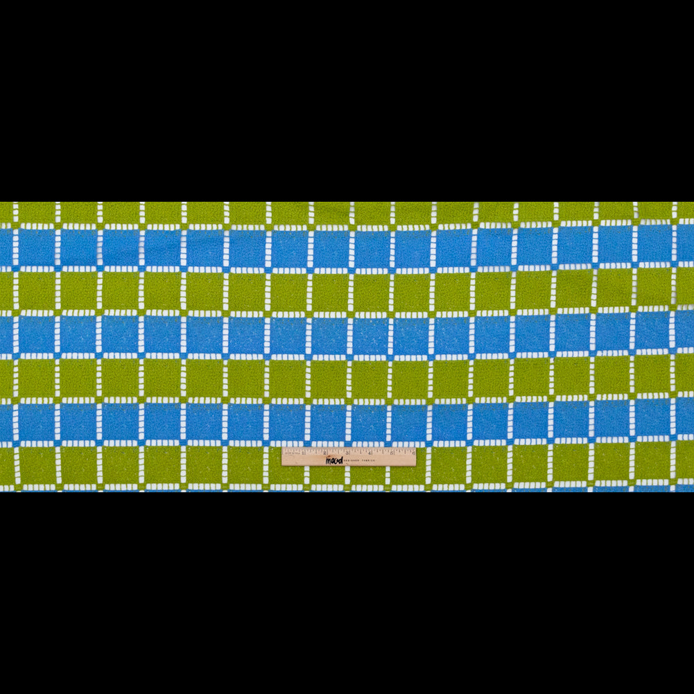 Guipure Lace - Lime and Rivera Blue Striped Squares Full