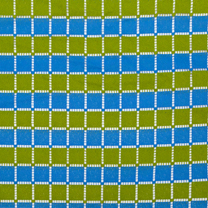 Guipure Lace - Lime and Rivera Blue Striped Squares