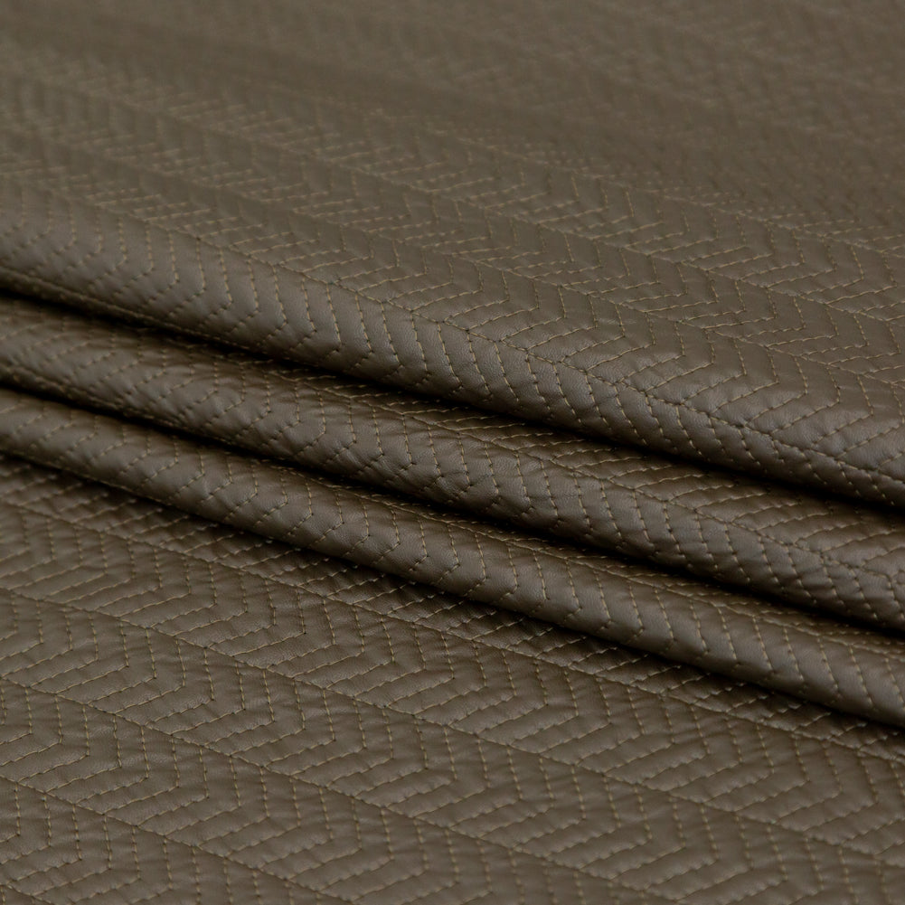 Muted Brown Chevron Quilted Coating with Filler Folded