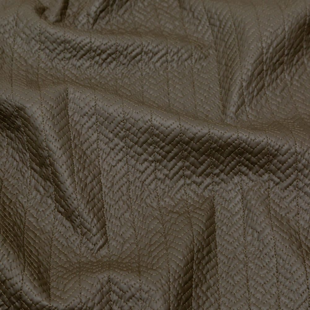 Muted Brown Chevron Quilted Coating with Filler Detail