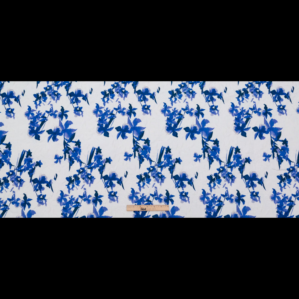 Optic White and China Blue Floral Jacquard Full