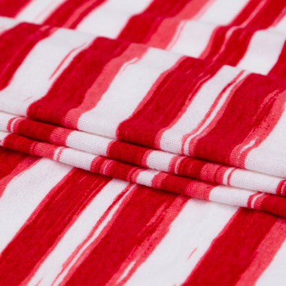 Virtual Pink and White Organically Striped Rayon Jersey Folded