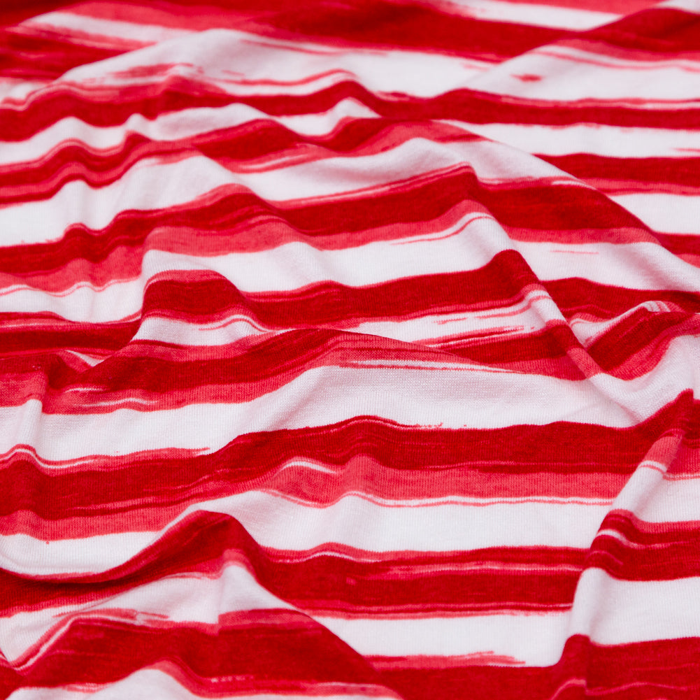 Virtual Pink and White Organically Striped Rayon Jersey Detail