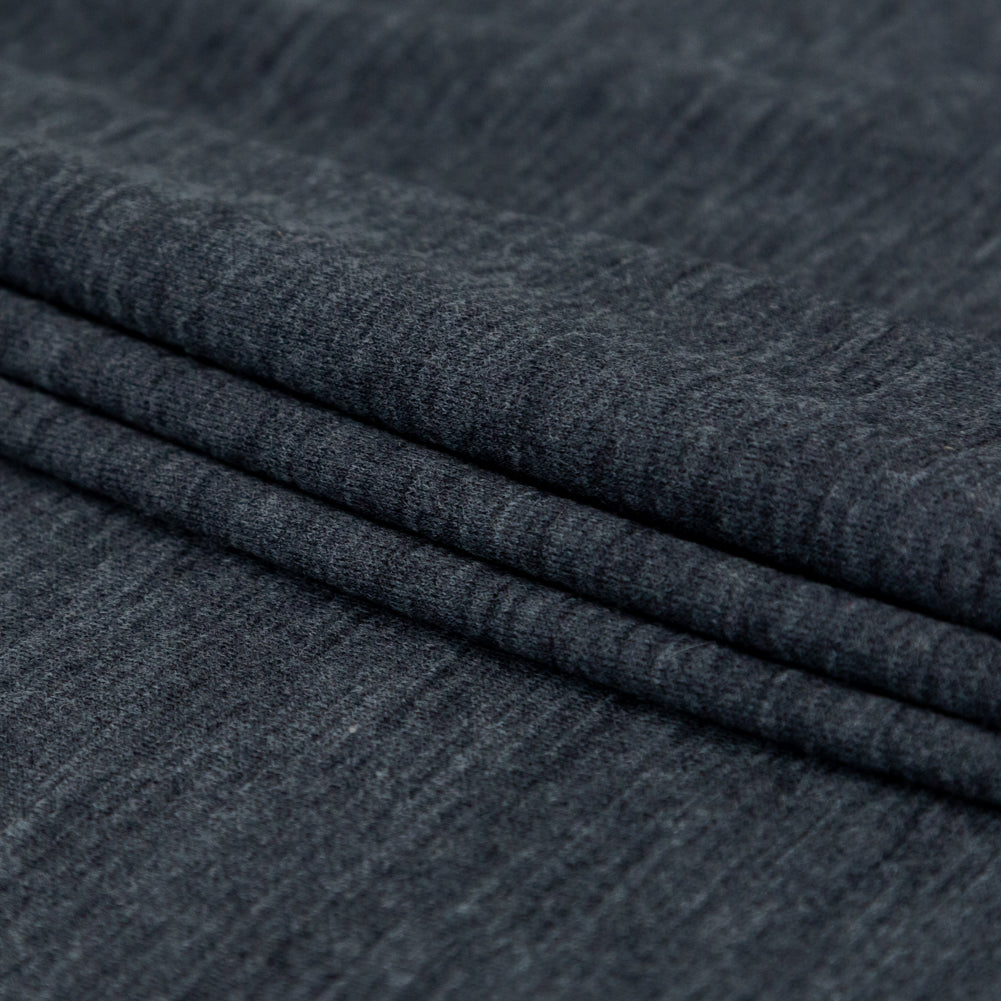 Italian Heathered Gray and Light Gray Double Faced Wool Double Knit Folded