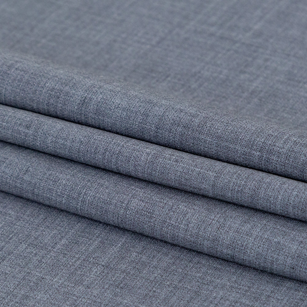 Italian Heathered Gray Stretch Double Faced Wool Suiting Folded