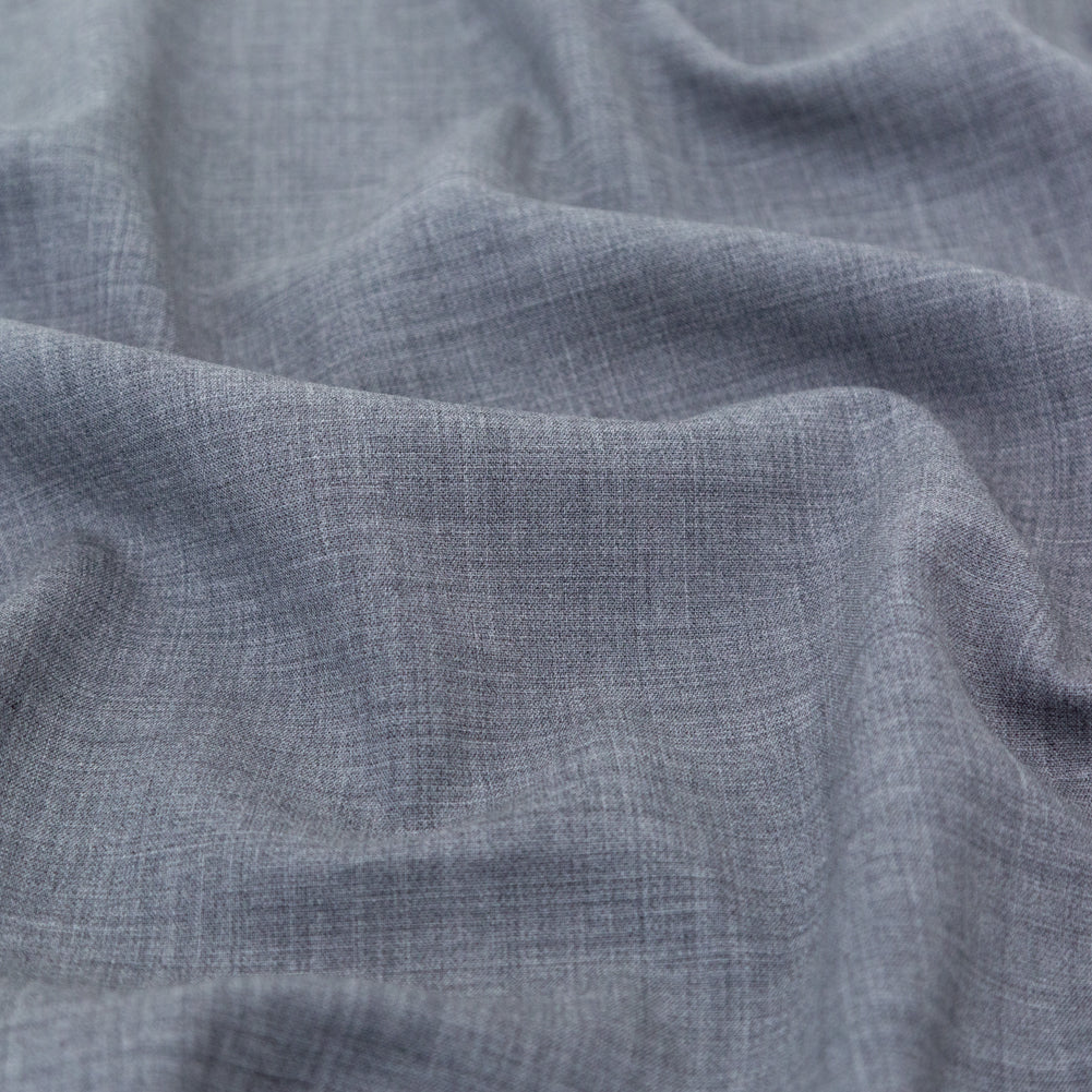 Italian Heathered Gray Stretch Double Faced Wool Suiting - Detail