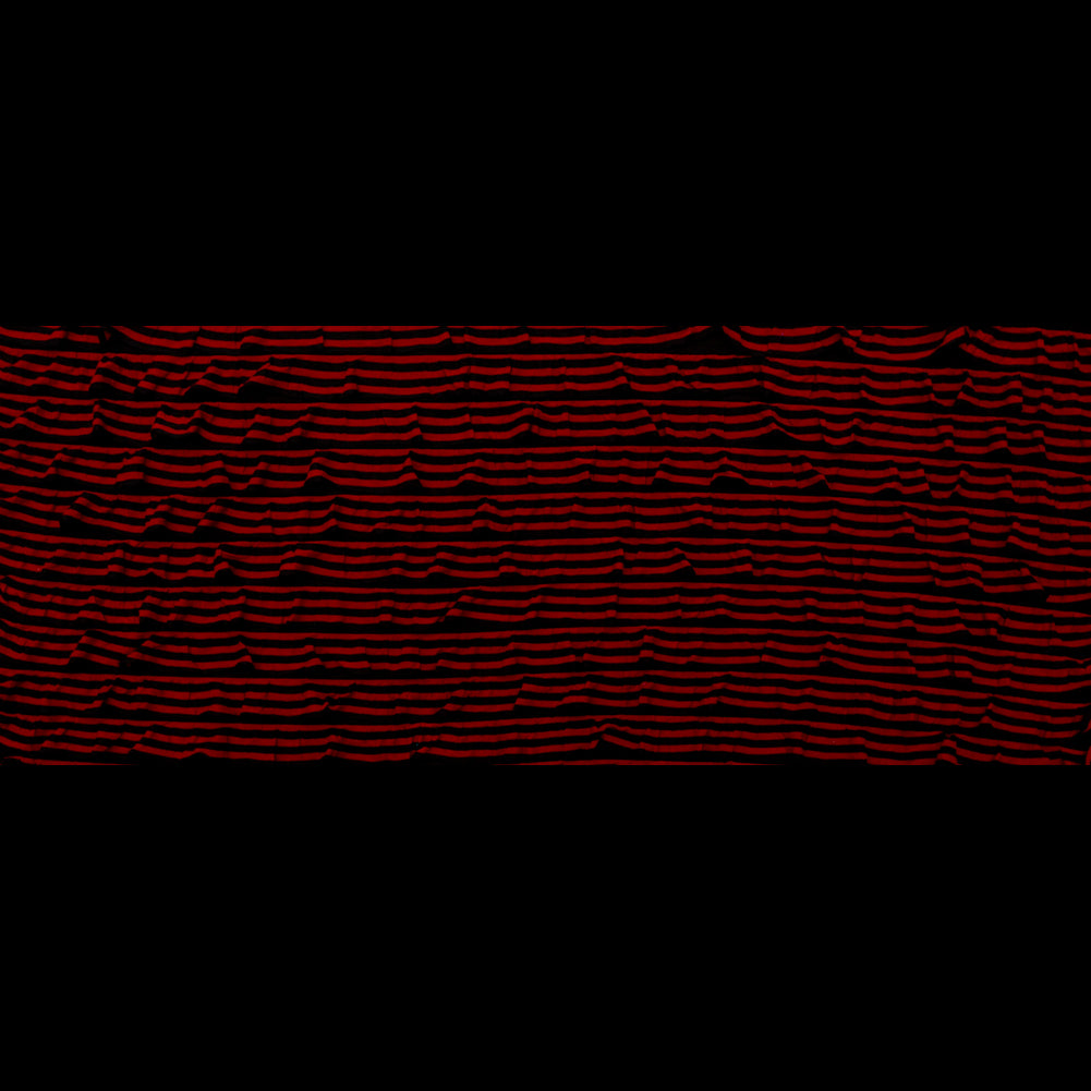 Black Polyester Jersey with Red and Black Bengal Striped Ruffles Full