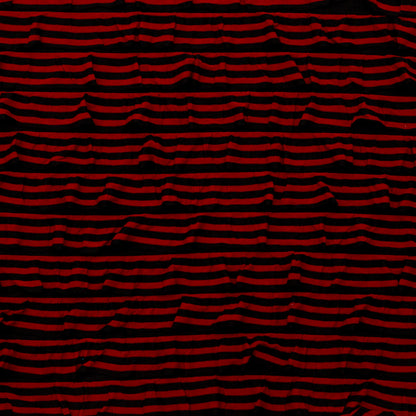 Black Polyester Jersey with Red and Black Bengal Striped Ruffles