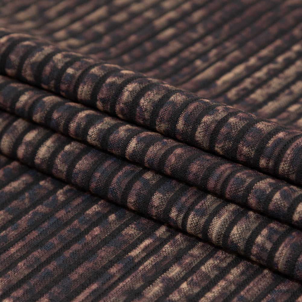 Brown and Black Striped Animal Patterned Stretch Knit Folded