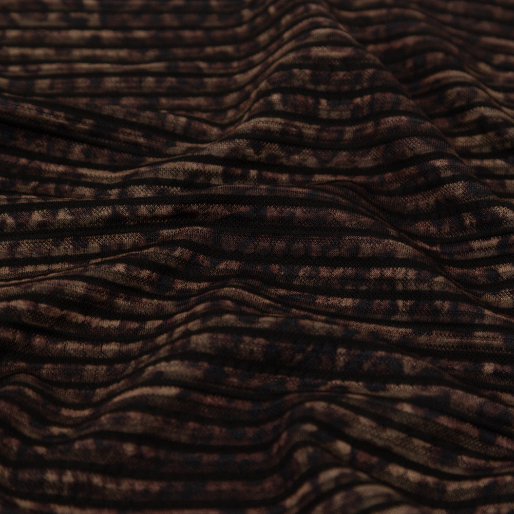 Brown and Black Striped Animal Patterned Stretch Knit Detail
