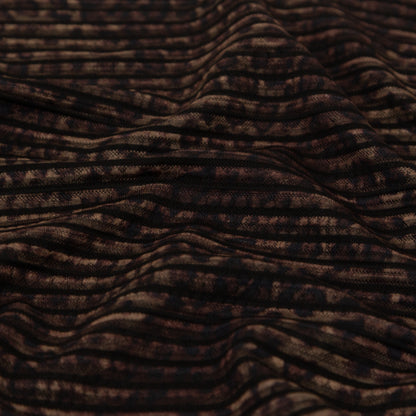 Brown and Black Striped Animal Patterned Stretch Knit Detail
