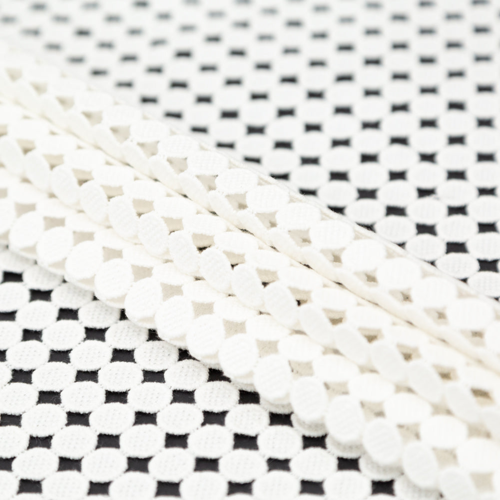 Cotton Guipure Lace - White Geometric Folded