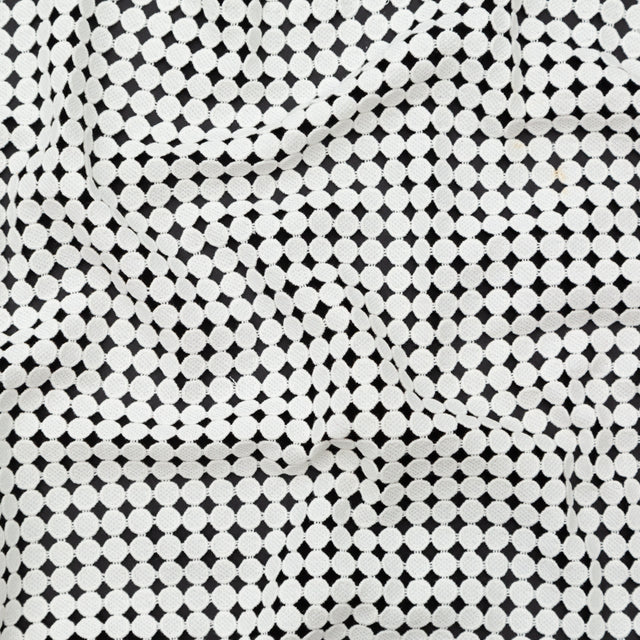 Cotton Guipure Lace - White Geometric