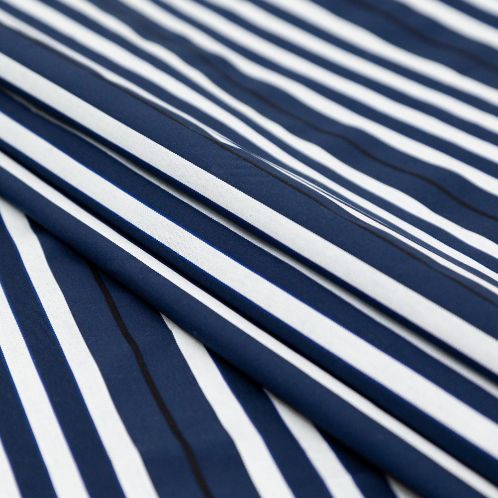 Rag & Bone Navy and White Tactile Striped Cotton Woven Folded