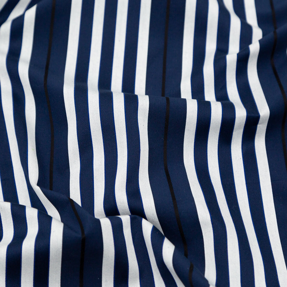 Rag & Bone Navy and White Tactile Striped Cotton Woven Detail